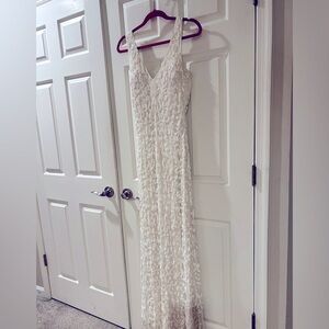 Lotus Threads White Beaded Bridal or formal Gown Sz 8